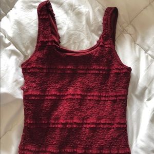 Red body on dress with lace detailing